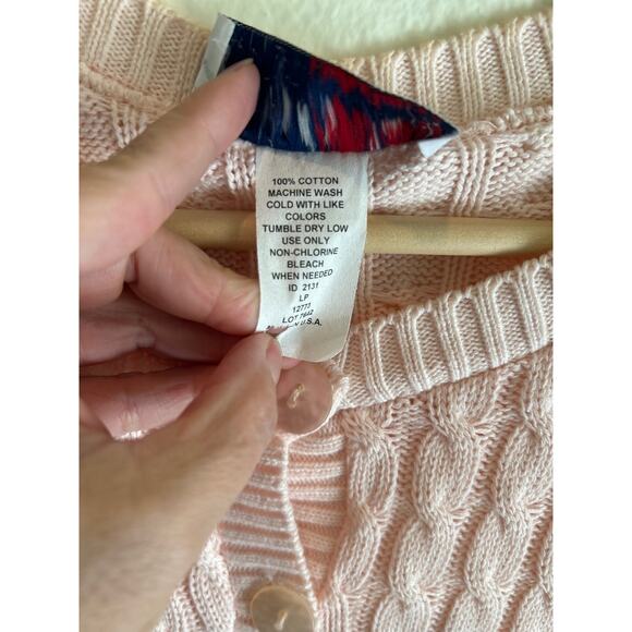 Bedford Fair Cardigan Sweater Cable Knit Pink SZL - Picture 10 of 10